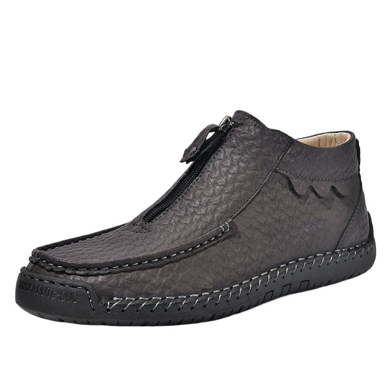 Ridgeborneo Hand-Stitched Zip-Up Casual Shoes