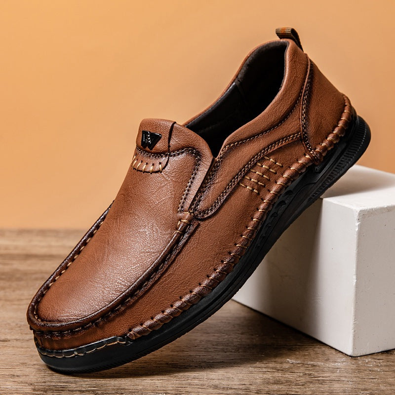Ridgeborneo Men’s Hand-Stitched Slip-On Walking Shoes