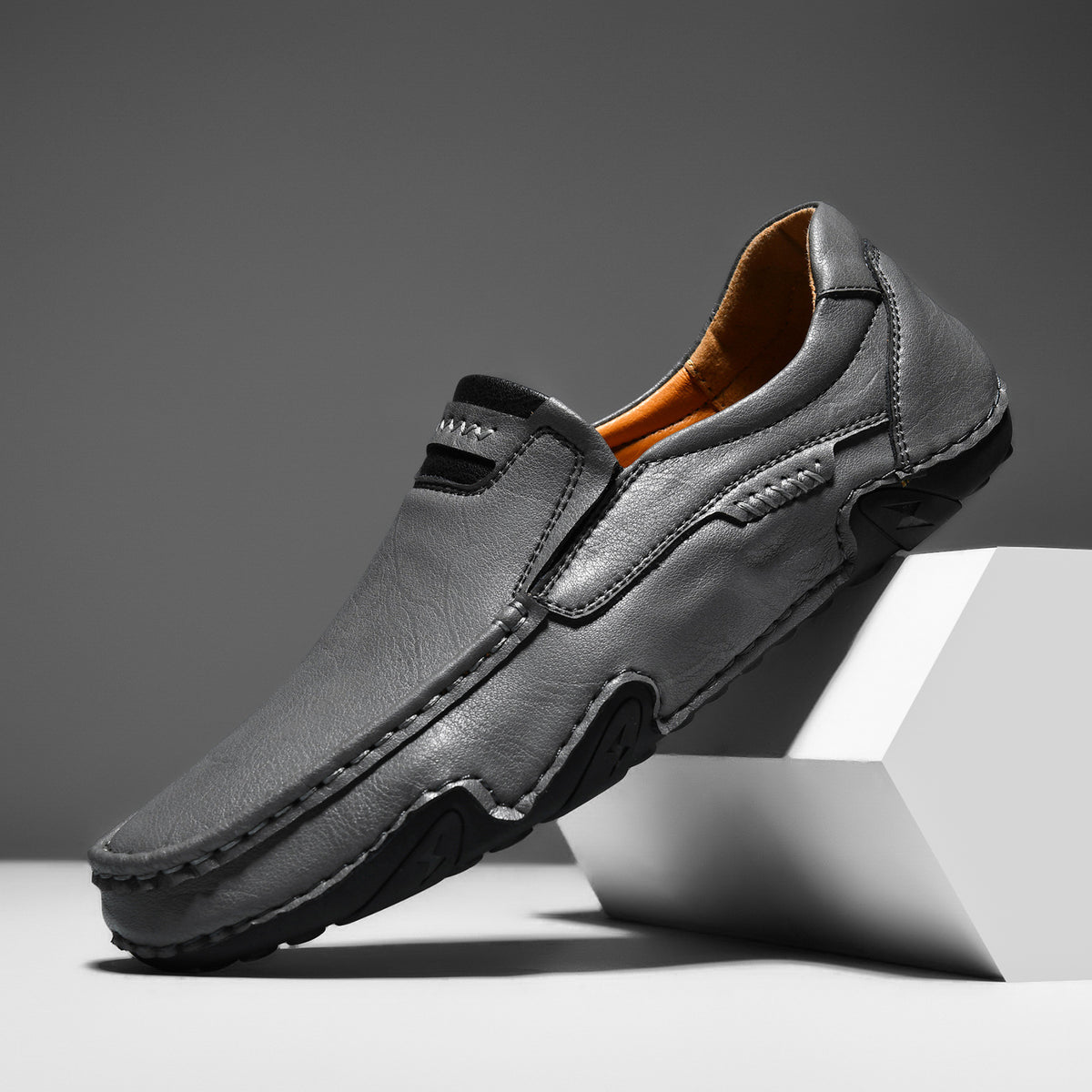 Ridgeborneo Hand-Stitched Casual Slip-On Loafers