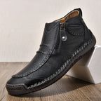 Ridgeborneo® StoneTrail Leather Side-Zip Ankle Boots