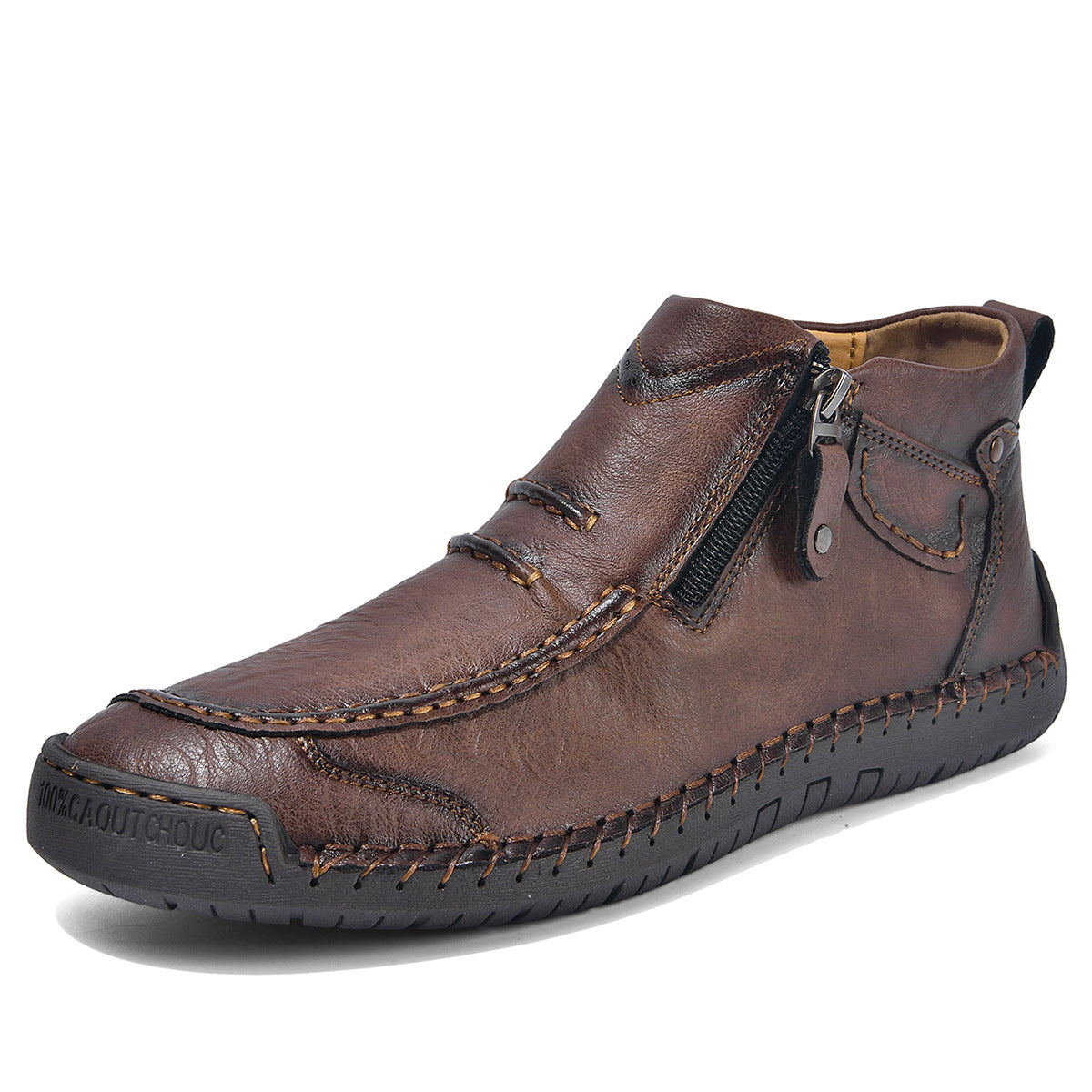 Ridgeborneo® StoneTrail Leather Side-Zip Ankle Boots