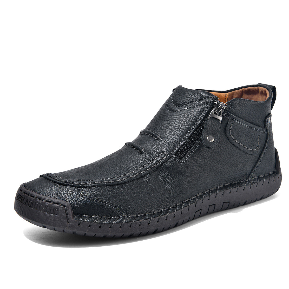 Ridgeborneo® StoneTrail Leather Side-Zip Ankle Boots