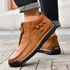 Ridgeborneo Hand-Stitched Zip-Up Casual Shoes