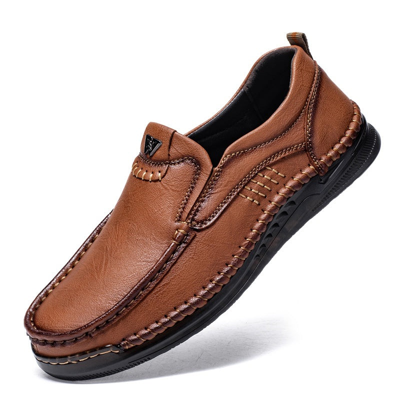Ridgeborneo Men’s Hand-Stitched Slip-On Walking Shoes
