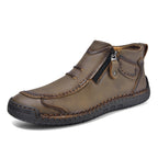Ridgeborneo® StoneTrail Leather Side-Zip Ankle Boots