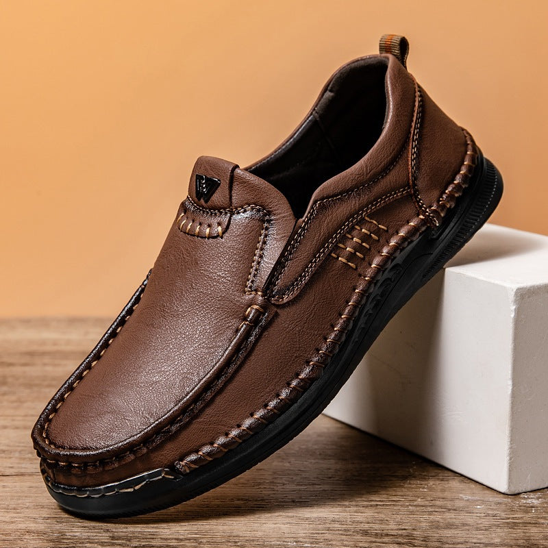 Ridgeborneo Men’s Hand-Stitched Slip-On Walking Shoes