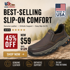 ⏰Last Day!45% OFF 🔥Men's Genuine Leather Slip-On Walking Shoes - Easy On, Comfortable All Day